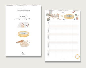Family calendar 2026 "HOME - enjoy life together" in DIN A3 for families with inspiration for family life | Heart and Paper