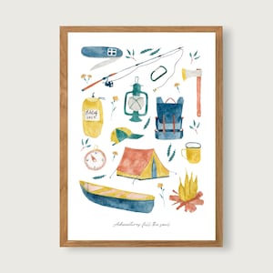Póster Aventura A3 | Imprimir | Cartel infantil | Impresión de arte ? Habitación infantil | niño | Camping | Aventura | Al aire libre | Naturaleza || CORAZÓN Y PAPEL