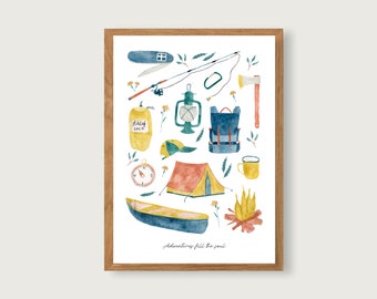 Poster Adventure A3 | Print | Children's poster | Art print | Children's room | Child | Camping | Adventure | Outdoor | Nature || HERZ & PAPIER