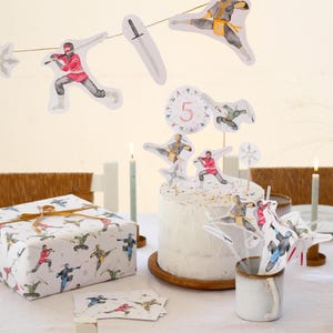 Grande set per feste "Ninjas" | Set di decorazioni per feste, tema di compleanno per bambini, topper per torta, ghirlanda, invito, carta da regalo, combattente Ninjago Samurai