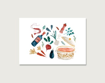 Postcard "Tasty Taster" P_41 | Watercolor | Watercolor | Illustration | Food | Cooking | Healthy | slow living | cozy || HEART & PAPER