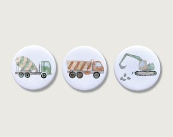 Magnets set of 3 "Construction site" | magnet for kids | construction site | Vehicles | vice | excavator | buttons | jacks | guys | boy || HEART & PAPER