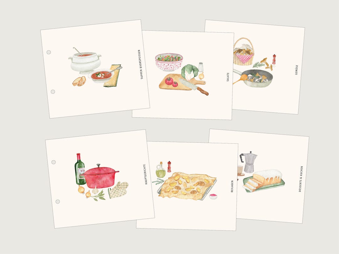 Register for Recipe Folders in A5 - Recipes, Folders, Dividers ...
