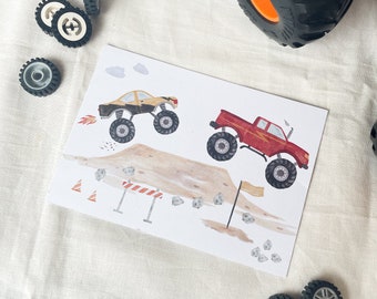 Postcard "Monster Trucks" P_87 | Children | Invitation | Birthday invitation | Monster Trucks | Cars | Children's birthday | || HEART & PAPER