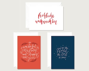 Christmas Card Set "Lettering" - Folding Card Christmas | Lettering | Handwriting || HEART & PAPER