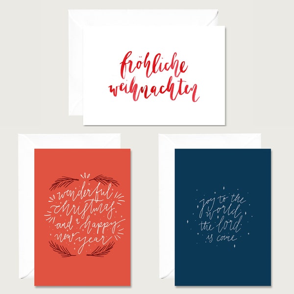 Weihnachtskarten Set "Lettering" -  Klappkarte Weihnachten | Lettering | Handschrift  || HERZ & PAPIER