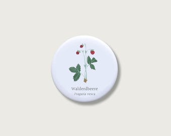 Fridge magnet "Wild Strawberry" | 55 mm | Souvenir | Gift | Refrigerator | Strawberry Forest || HERZ & PAPIER