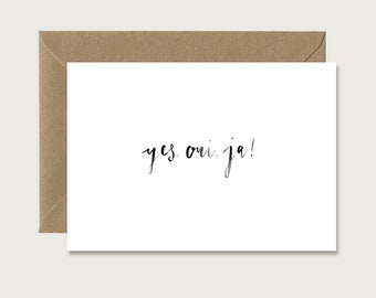 Wedding card "yes. oui. ja." H_14 - Folding card | Wedding | Lettering | Handlettering | Watercolor | Water color || HEART & PAPER