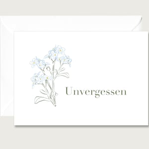 Carte de deuil "Inoublié" T_11 - carte pliante | Lettrage | Deuil | Funérailles | Condoléances | Carte de sympathie || COEUR & PAPIER