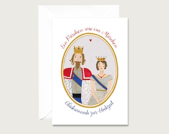Wedding card "A couple like in a fairy tale" H_23 - folding card for a wedding | illustration | funny | couple || HEART & PAPER
