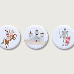 Set of 3 &quot;Knight&quot; Magnets | Magnet for Children | Knight&#39;s Castle | Rider | Button | Boys | Boys | | HEART & PAPER