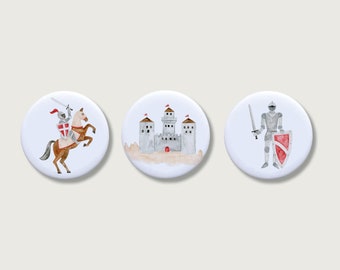 Set of 3 "Knight" Magnets | Magnet for Children | Knight's Castle | Rider | Button | Boys | Boys | | HEART & PAPER