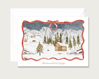 Christmas card "Silent Night" - Folding card Christmas | Advent | Illustration | Watercolor | Water color | Lettering || HERZ & PAPIER