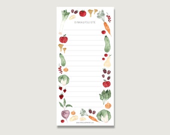 Shopping list "Fruit and vegetables" Block_03 | 50 sheets | Din Lang | Block | List | Watercolor illustration | To do || HEART & PAPIER