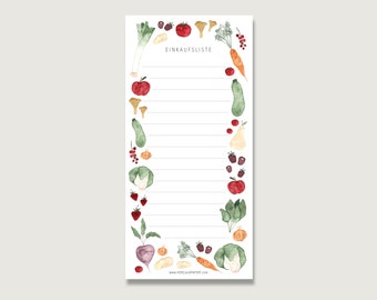 Lista de la compra "Frutas y verduras" Bloque_03 | 50 hojas | Din Lang | Bloquear | Lista | Ilustración acuarela | Para hacer || CORAZÓN Y PAPEL