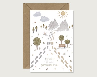 Carte de mariage "Common Path" H_21 - carte pliante pour le mariage | Illustration | ensemble | Église | Cérémonie de mariage || COEUR & PAPIER