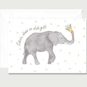 Biglietto pieghevole "È bello che esisti" Elefante" G_32 - Biglietti pieghevoli per compleanni | Bambini | Illustrazione | Animali || CUORE E CARTA
