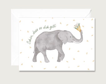 Folding card "It's great that you exist" Elephant" G_32 - Folding cards for birthdays | Children | Illustration | Animals || HEART & PAPER