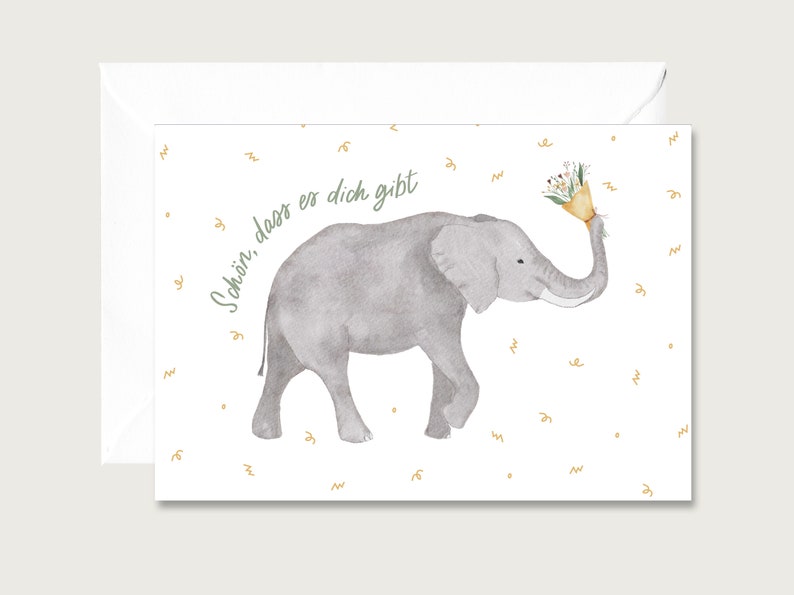 Folding card It's nice that you exist Elephant G_32 Folding cards for birthdays Children Illustration Animals HEART & PAPER image 1
