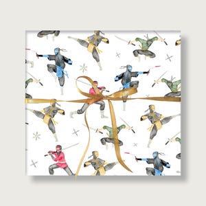 Geschenkpapier "Ninjas" GP_26 | Din A2 |  Kinder | Samurai | Kämpfer | Geburtstag | Illustration || HERZ & PAPIER