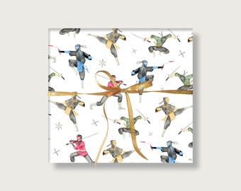 Gift wrap "Ninjas" GP_26 | Din A2 | Children | Samurai | Fighter | Birthday | Illustration || HEART & PAPER