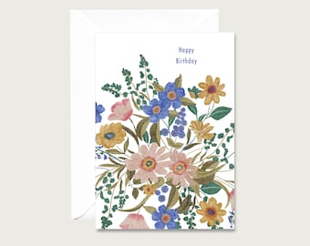 Karte zum Geburtstag "Blumengesteck" G_36- Klappkarte | Aquarell | Illustration | Blumen | Floral | Neutral || HERZ & PAPIER