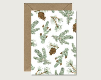 Christmas Card "Branches" - Folding Card Christmas | Illustration | Branches | Cones | Watercolor | Lettering || HEART & PAPER