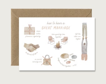 Hochzeitskarte "How to have a great marriage" H_20 - Klappkarte zur Hochzeit | Illustration | Ehe | Trauung || HERZ & PAPIER