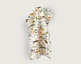 Tea towel "Fish" | 100% linen | Tea towel | Gift idea | Home textiles | Illustration | Pattern || HEART & PAPER