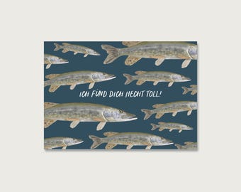 Postcard "You are HECHT great" P_91 funny card | Fish | Angler | Friends | Love || HERZ & PAPIER