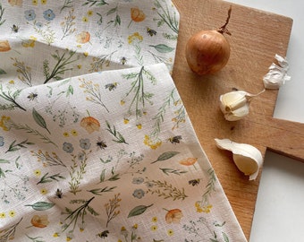 Tea towel "Flowers" | 100% linen | tea towel | Gift idea | Home textiles | Illustration | Pattern || HEART & PAPER