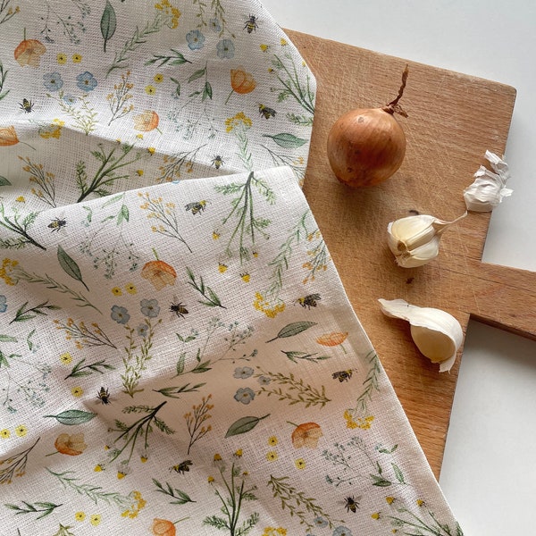 Tea towel "Flowers" | 100% linen | tea towel | Gift idea | Home textiles | Illustration | Pattern || HEART & PAPER