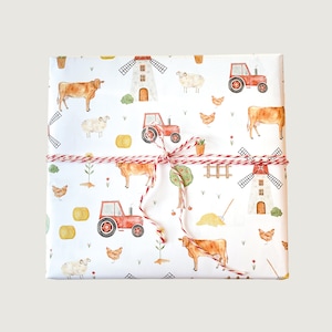 Geschenkpapier "Bauernhof" | Din A2 |  Kinder | Bulldog | Traktor | Trecker | Kuh | Bauernhof | Einladung || HERZ & PAPIER