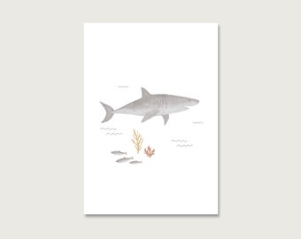 Postcard "Shark" P_60 | Children | Invitation | Birthday invitation | Shark | boys | boys | Children's birthday | | || HEART & PAPER