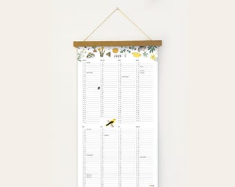 2026 Jahreskalender 29,7 x 84,1 cm | Jahresübersicht | Wandkalender | Jahresplaner lang mit Feiertagen || HERZundPAPIER