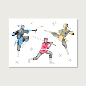 Postkarte "Ninjas" P_97 | Kinder | Einladung | Geburtstagseinladung | Samurai | Kämpfer | Kindergeburtstag |  || HERZ & PAPIER
