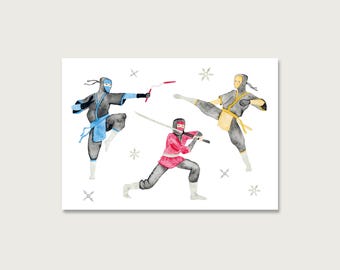 Postcard "Ninjas" P_97 | Children | Invitation | Birthday invitation | Samurai | Fighter | Children's birthday | || HERZ & PAPIER
