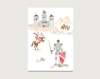 Postcard "Knight" P_79 | for children | Invitation | Birthday invitation | Rider | Knight | Knight's Castle | boys || HEART & PAPER