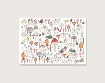 Postcard "Mushrooms" P_12 | collage | Mushrooms | Watercolor | Watercolor | Illustration | Nature || HEART & PAPER