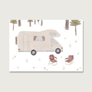 Postcard "Motorhome" P_54 | Watercolor | Watercolor | Illustration | Camping | camping | Motorhome | Nature | Campers || HEART & PAPER