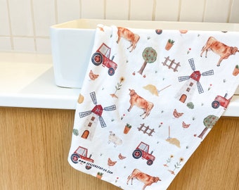 Children's towel "Farm" | Guest towel | Washcloth | Gift idea boy | Children | Dinosaurs | 30x50cm || HEARTandPAPER