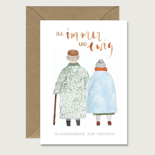 Wedding card "Married couple forever and ever" H_09 - Fold-out wedding card | Watercolor | Illustration | Married couple || HEART & PAPER