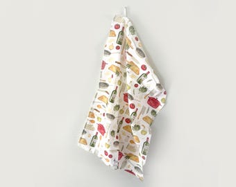 Tea towel "Cooking" | Linen Cotton | GT_16 Tea towel | Gift idea | Illustration | Pattern || HEART & PAPER