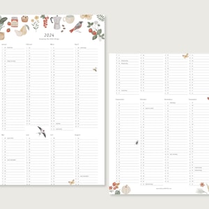 Annual calendar 2024 annual overview Wall calendar Long annual planner with holidays HERZundPAPIER image 2