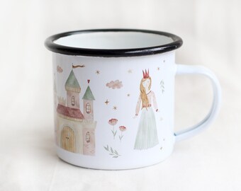 Enamel cup princess | Mug | Children's mug | Children | Unicorn | Swan | Castle | Girl | Watercolor | Watercolor || HEART & PAPER