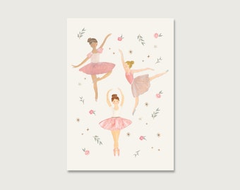 Carte postale "Ballerine" P_70 | pour les enfants | Invitations | Invitation d'anniversaire | Ballet | Fille | Illustration | || COEUR & PAPIER