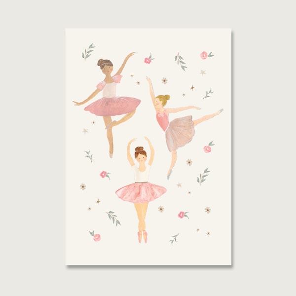 Postkarte "Ballerina" P_70 | für Kinder | Einladung | Geburtstagseinladung | Ballett | Mädchen | Illustration |  || HERZ & PAPIER