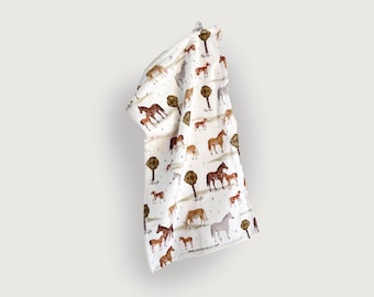 Children's towel "Horses" | Guest towel | Washcloth | Gift idea for girls | Children | Horse | Pony | Riding | 30 x 50 cm || HERZundPAPIER