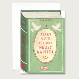 Trouwkaart "Nieuw Hoofdstuk" H_24 - Uitklapbare trouwkaart | Wenskaartenboek | Illustratie | Cadeau in contanten || HEART & PAPER