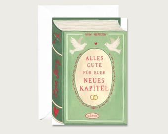 Wedding card "New Chapter" H_24 - Fold-out wedding card | Greeting card book | Illustration | Cash gift || HEART & PAPER